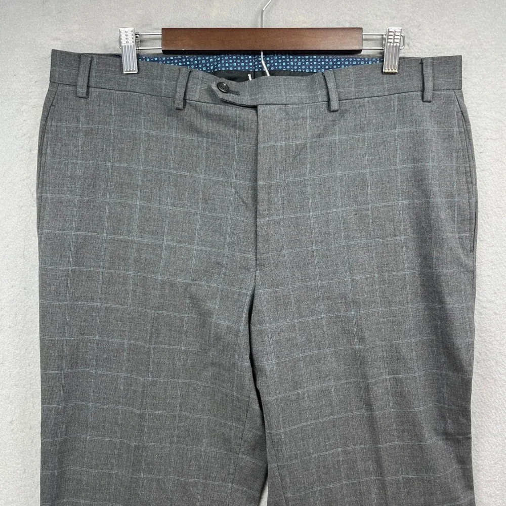 Lauren Ralph Lauren Dress Pants Mens 36x32 Grey Glen Plaid Stretch Preppy Office
